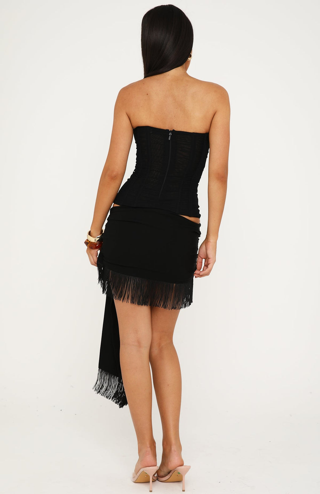 Picture Perfect Moment Fringe Mini Skirt Black