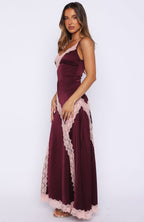 Powerful Pose Satin Maxi Dress Plum/Baby Pink