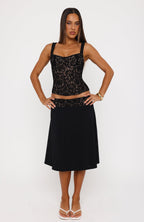 Promises Kept Lace Midi Skirt Black