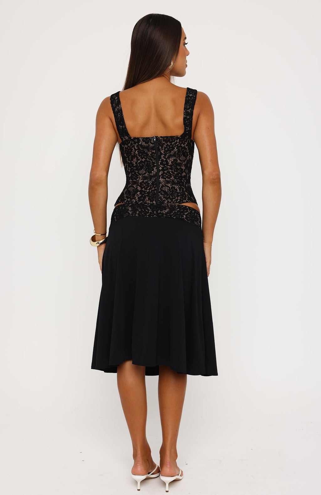 Promises Kept Lace Midi Skirt Black