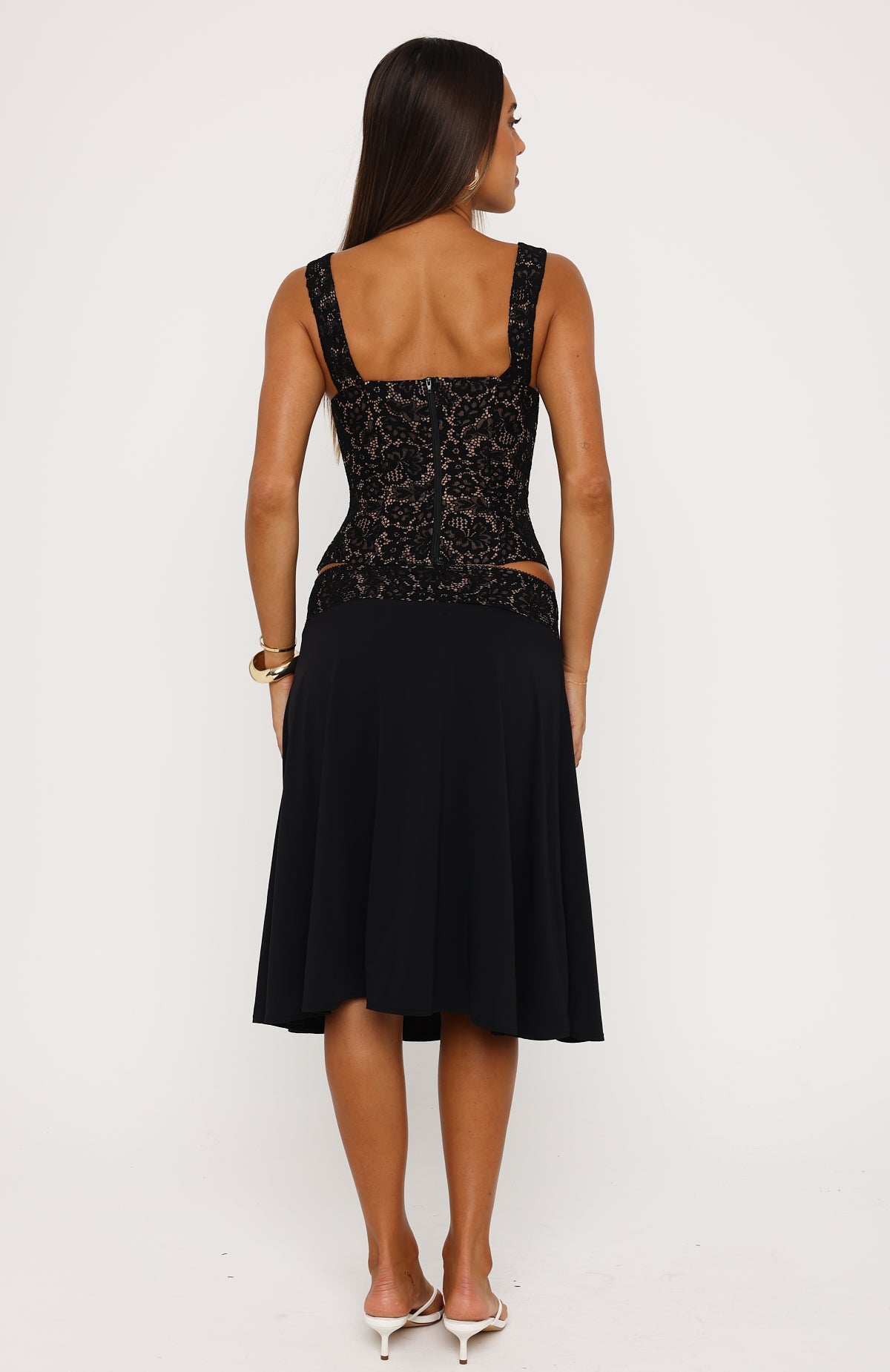 Promises Kept Lace Midi Skirt Black