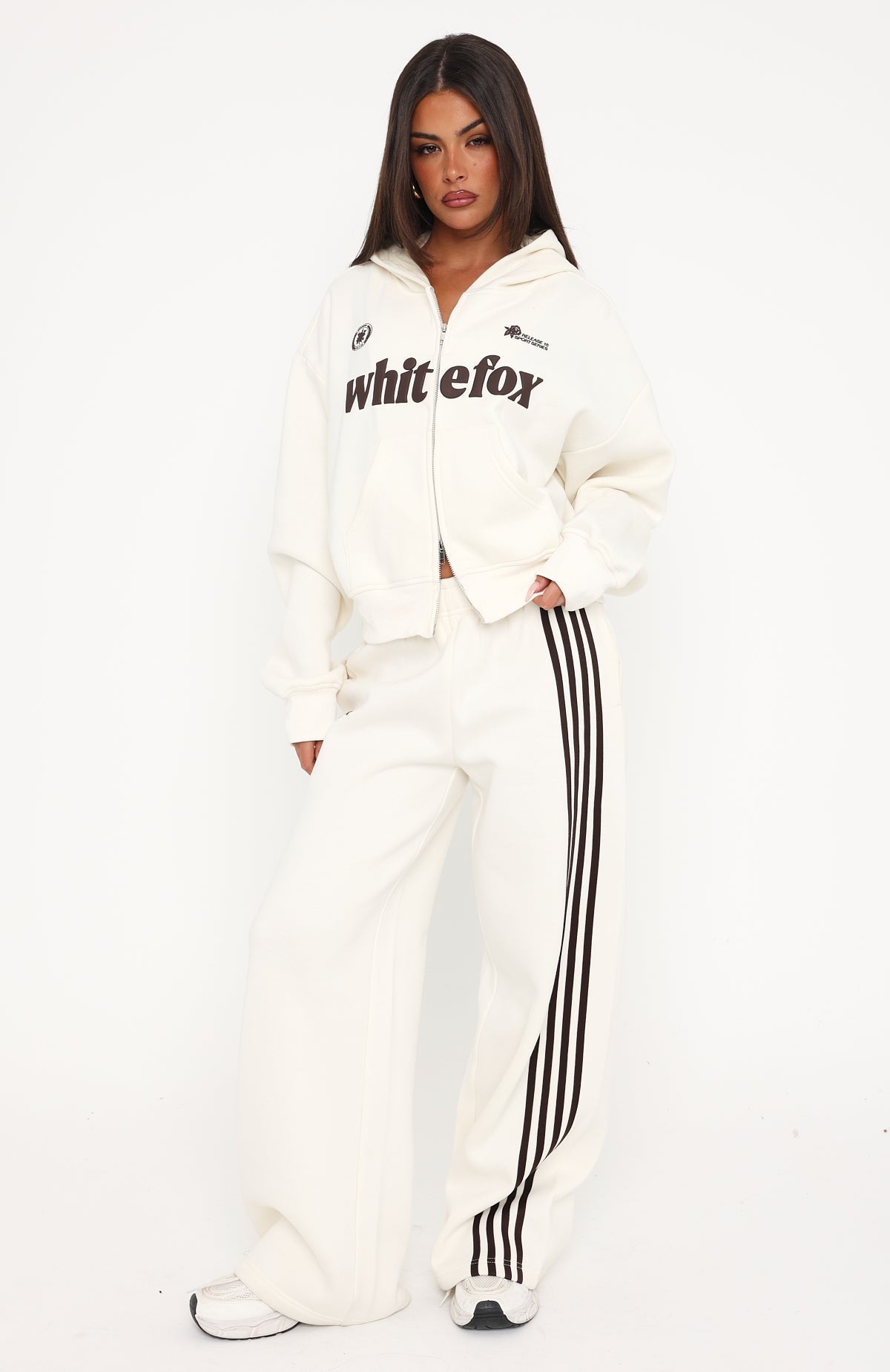 Release 15 Janie Boxy Zip Front Hoodie Off White