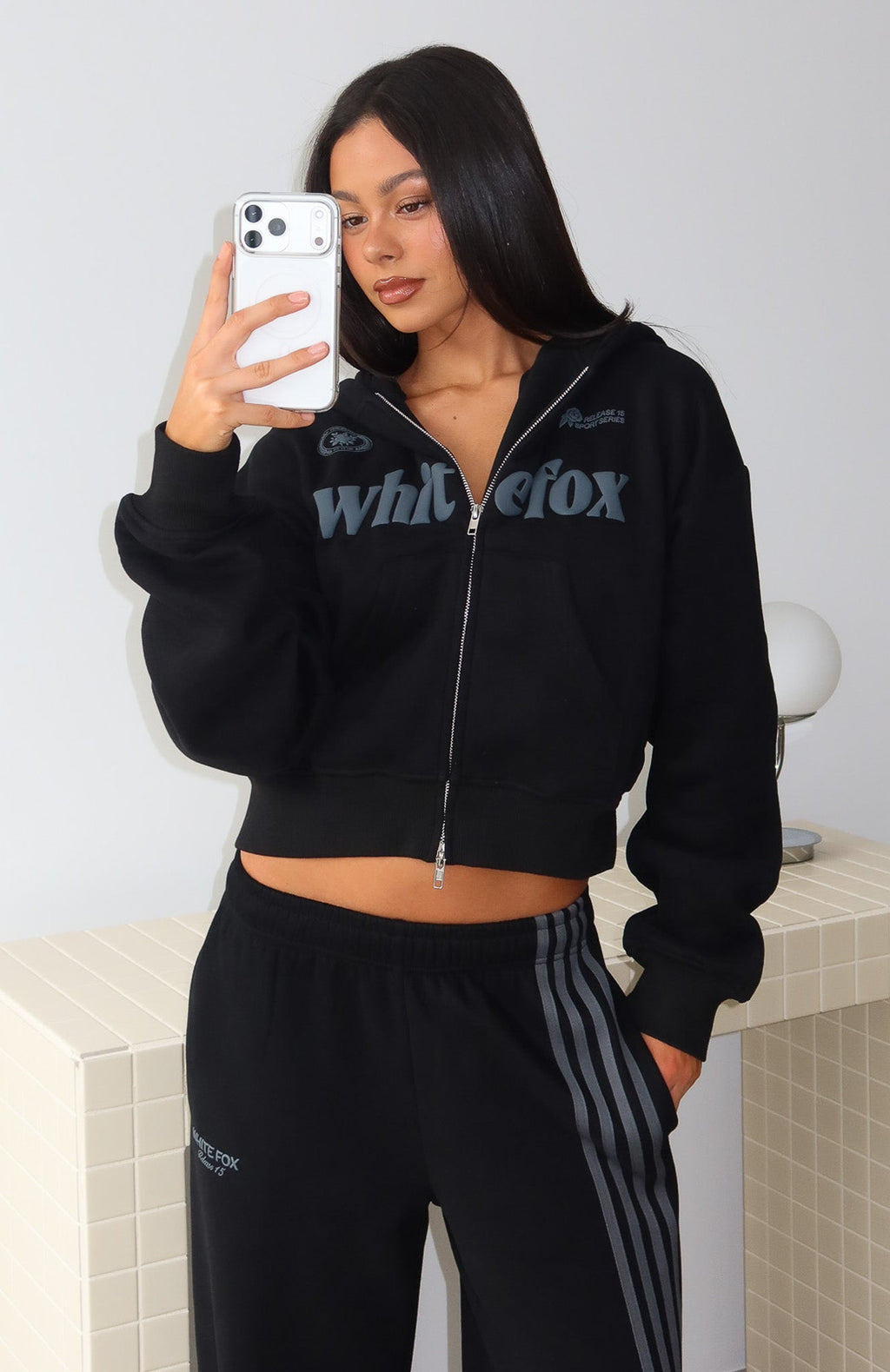Release 15 Janie Boxy Zip Front Hoodie Black