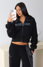 Release 15 Janie Boxy Zip Front Hoodie Black