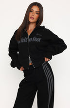 Release 15 Janie Boxy Zip Front Hoodie Black