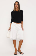Right Direction Lace Trim Shorts White