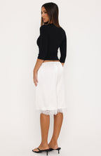 Right Direction Lace Trim Shorts White