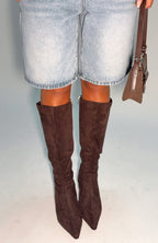 Rosalina Knee High Boots Chocolate Faux Suede