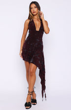 Rose Blush Mini Dress Burgundy