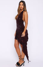 Rose Blush Mini Dress Burgundy