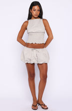 Runaway Heart Top Beige Check