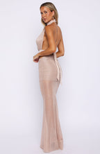 Runway Ready Glitter Maxi Skirt Rose