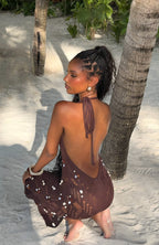 Sculpted Soul Beaded Knit Maxi Dress Chocolate