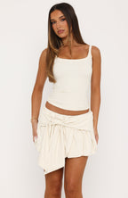 Seeing Eye To Eye Wrap Bubble Skort White/Beige Stripe
