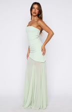 Sending My Best Strapless Maxi Dress Matcha