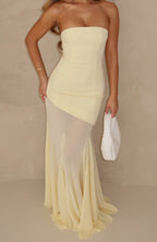 Sending My Best Strapless Maxi Dress Lemon