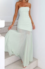 Sending My Best Strapless Maxi Dress Matcha