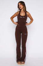 She Means Business Flare Pants Chocolate
