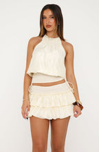 Flirt And Frill Mini Skirt Cream