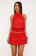 Soft Chaos Halter Top Ruby
