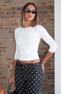 Soft Focus 3/4 Sleeve Top White