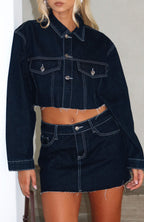 Something To Prove Denim Mini Skirt Dark Indigo Wash