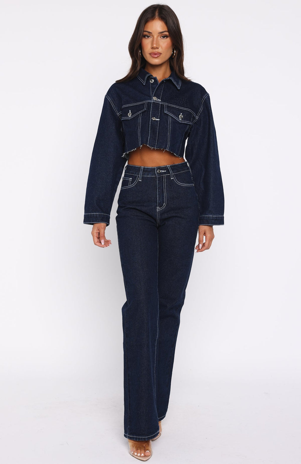 Something To Prove High Rise Straight Leg Jeans Dark Indigo Wash