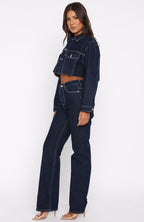 Something To Prove High Rise Straight Leg Jeans Dark Indigo Wash
