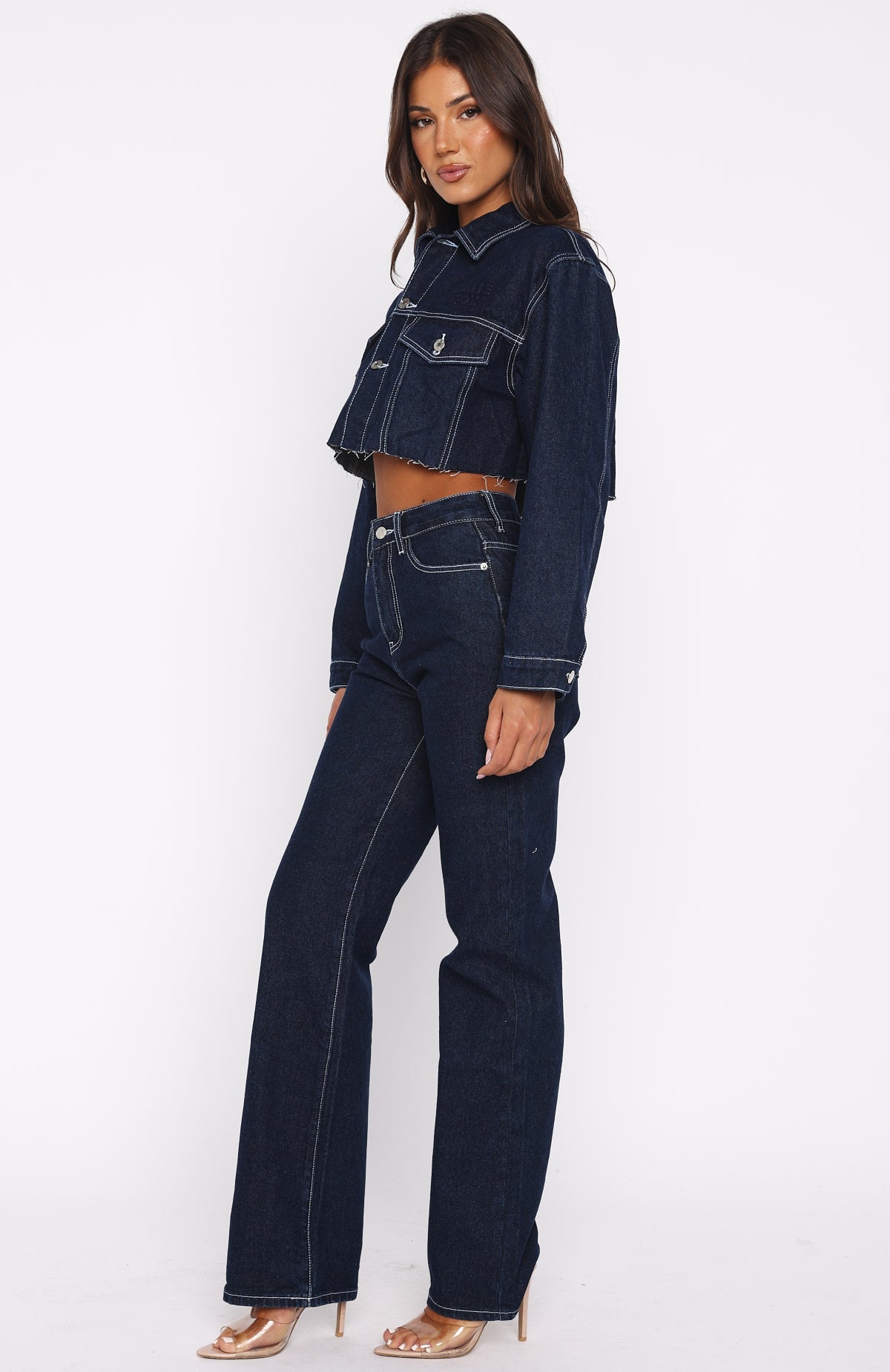 Something To Prove High Rise Straight Leg Jeans Dark Indigo Wash
