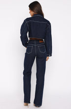 Something To Prove High Rise Straight Leg Jeans Dark Indigo Wash