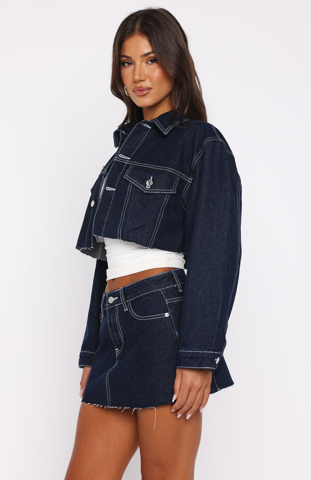 Something To Prove Denim Mini Skirt Dark Indigo Wash