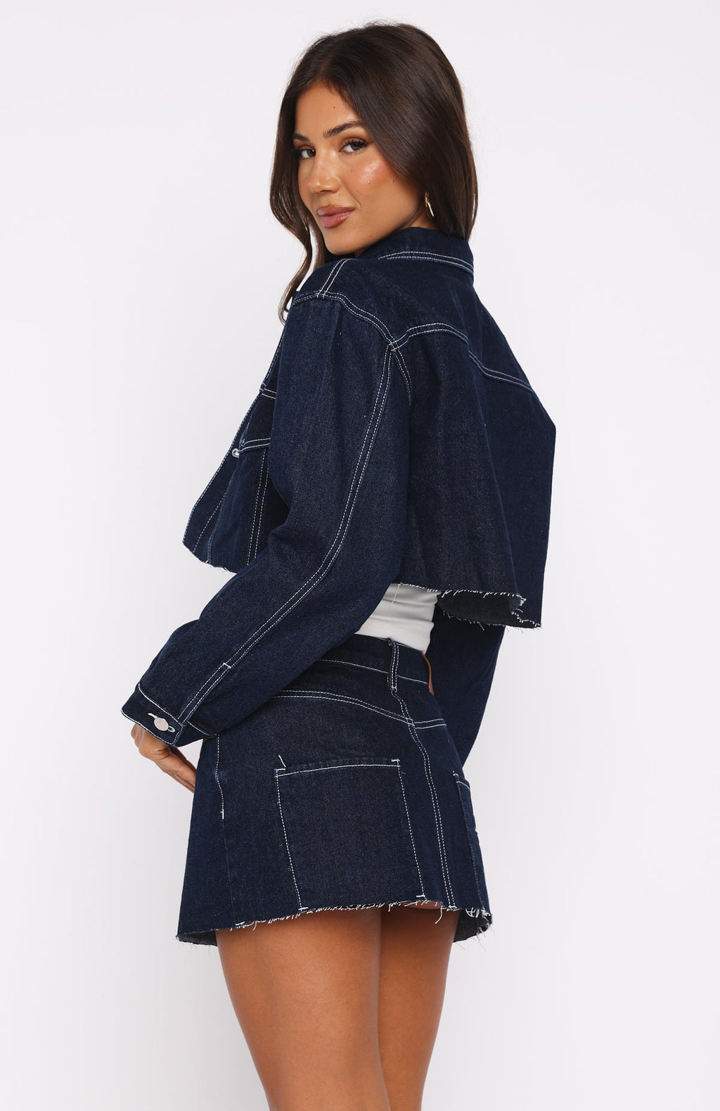 Something To Prove Denim Mini Skirt Dark Indigo Wash