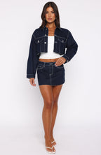 Something To Prove Denim Mini Skirt Dark Indigo Wash
