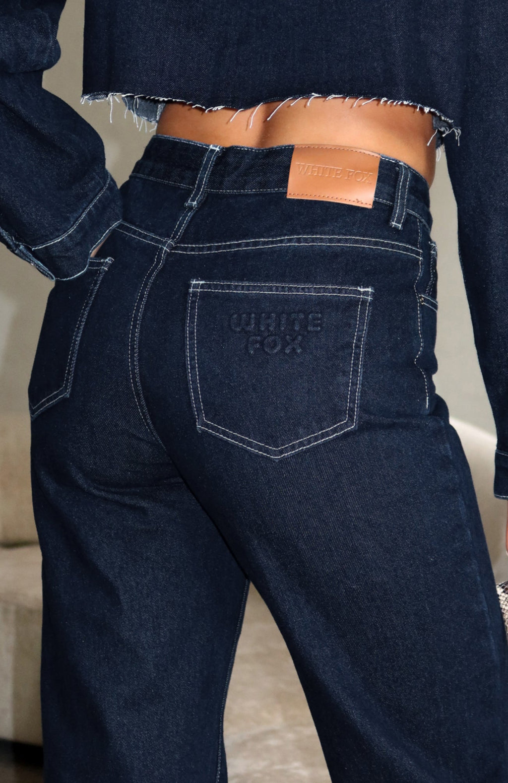 Something To Prove High Rise Straight Leg Jeans Dark Indigo Wash