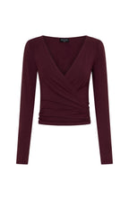 Staying Cute Long Sleeve Wrap Top Merlot