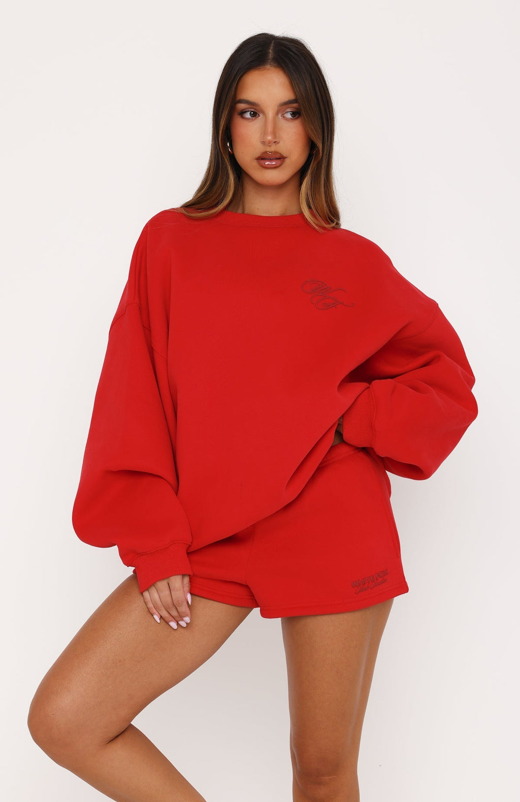 Studio 17 Raven Oversized Drop Shoulder Sweater Red