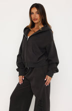 Studio 17 Willa Boxy Zip Front Hoodie Charcoal