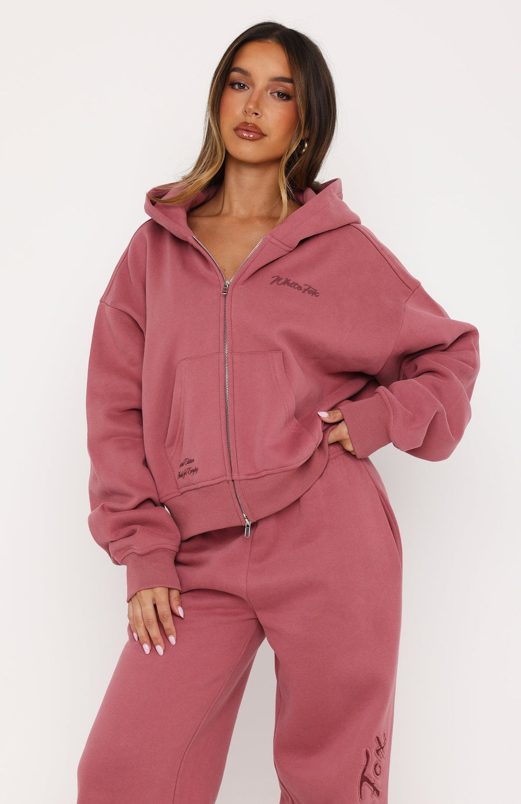 Studio 17 Willa Boxy Zip Front Hoodie Dusty Plum