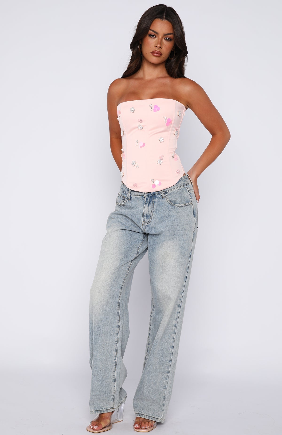 Summer Love Strapless Bustier Baby Pink