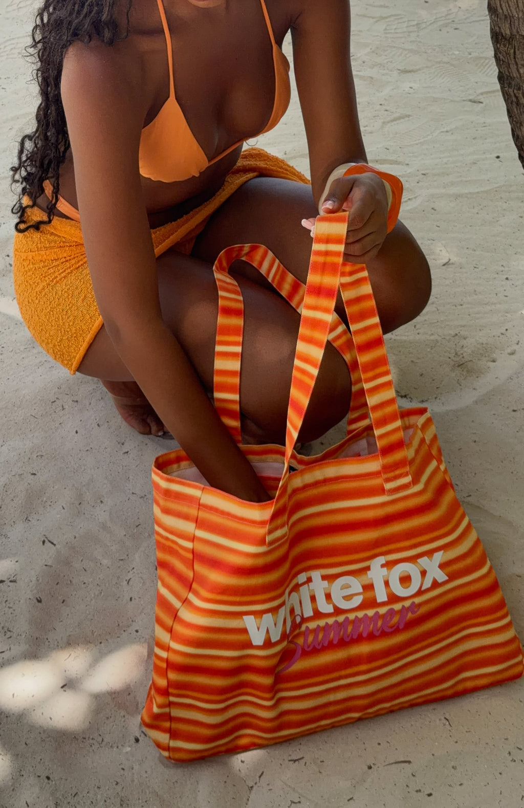 Sunny Sunset Tote Bag Sun Stripe Orange