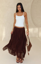 Sunset Strolls Midi Skirt Chocolate