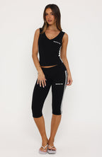 Sweet Enough V Neck Top Black
