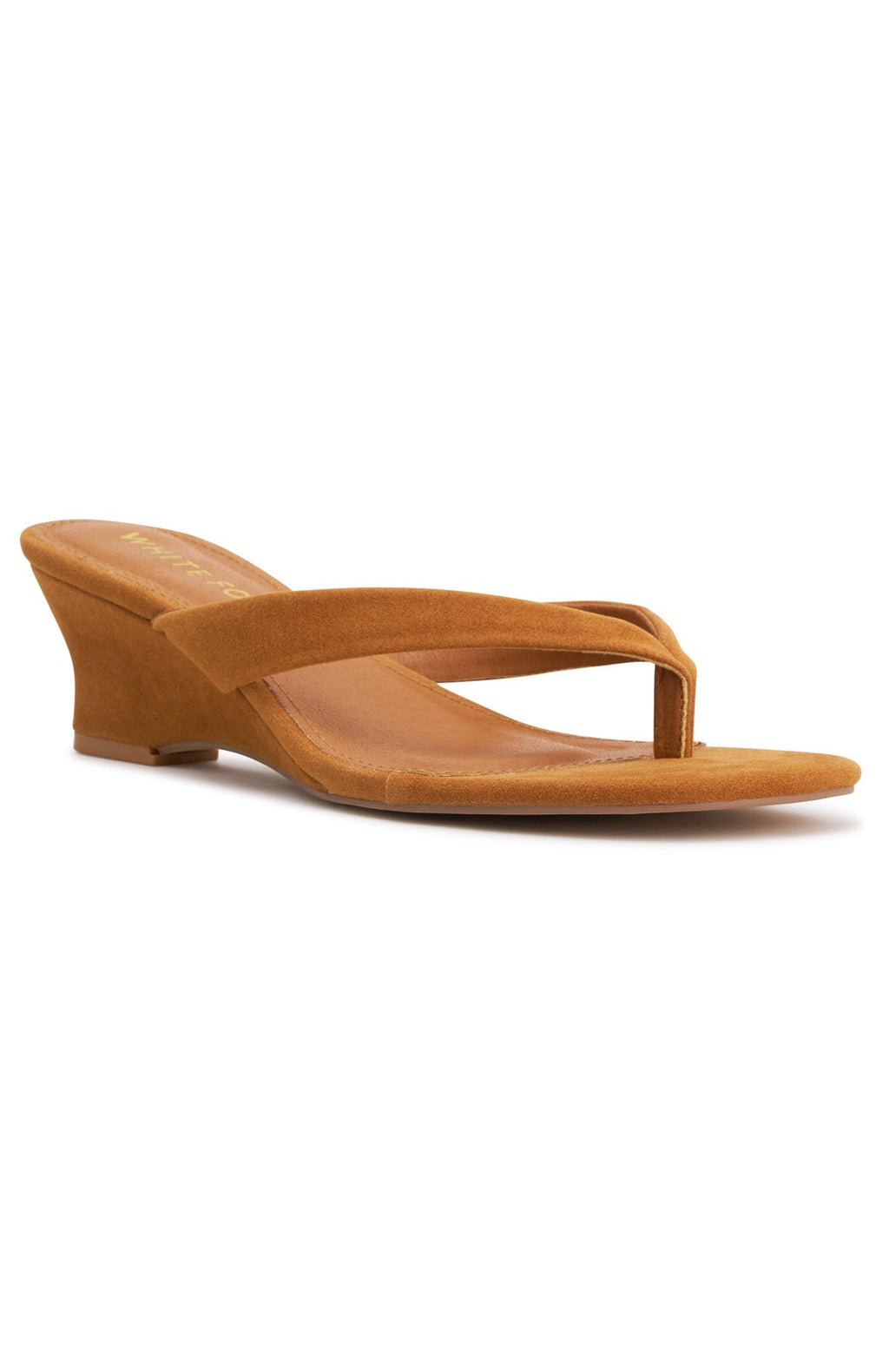 Taya Wedge Caramel Faux Suede