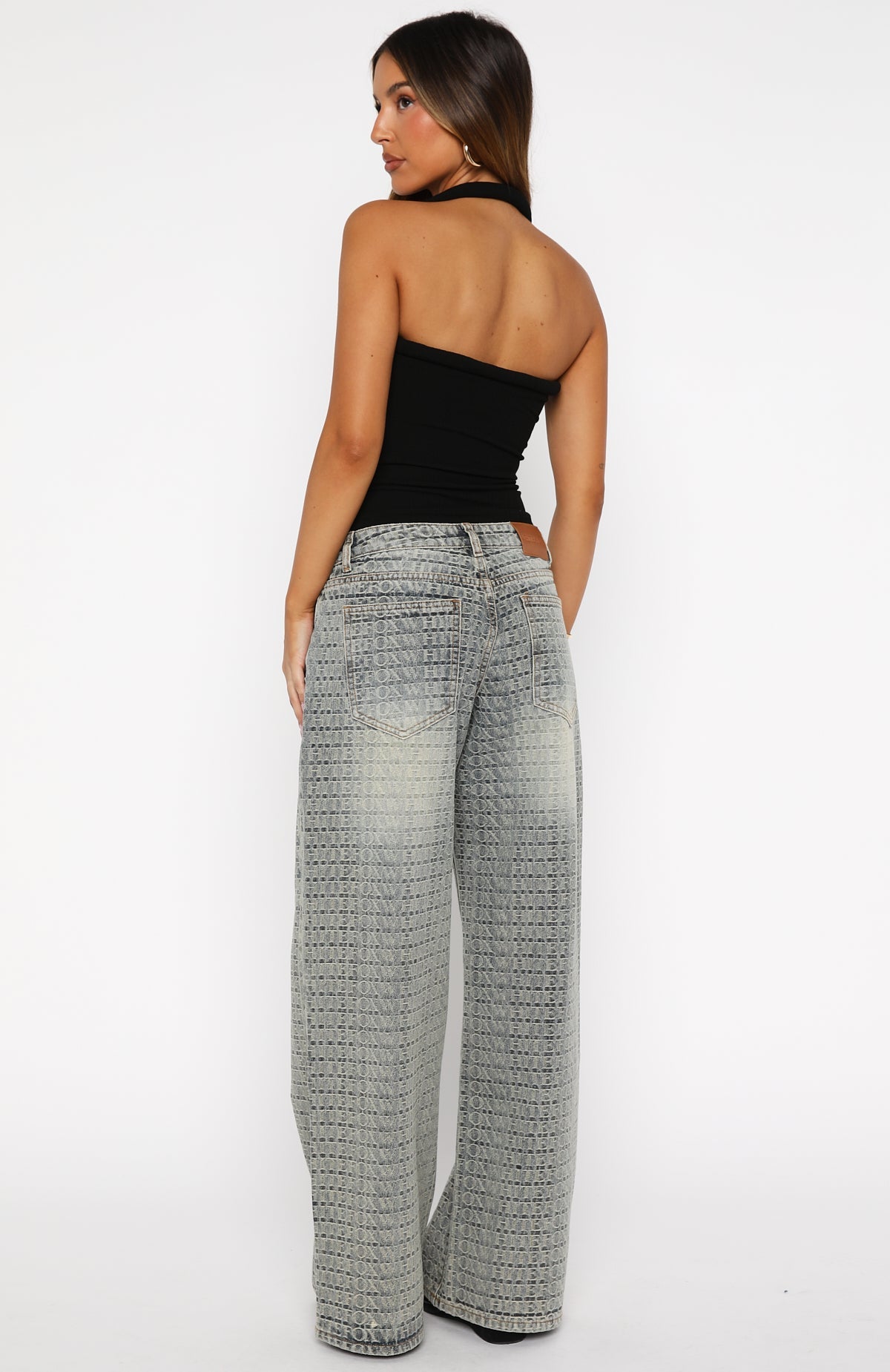Text Me Low Rise Wide Leg Jeans Sand Wash