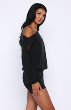 The Duchess Long Sleeve Mini Dress Black