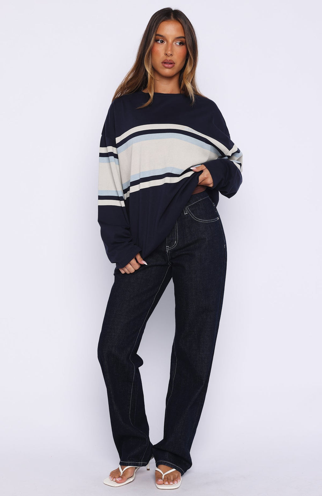 Too Cool For You Oversized Long Sleeve Tee Navy