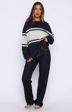 Too Cool For You Oversized Long Sleeve Tee Navy