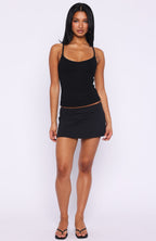 Too Cute To Care Bow Trim Cami Top Black
