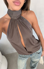 Too Sweet Halter Top Mocha