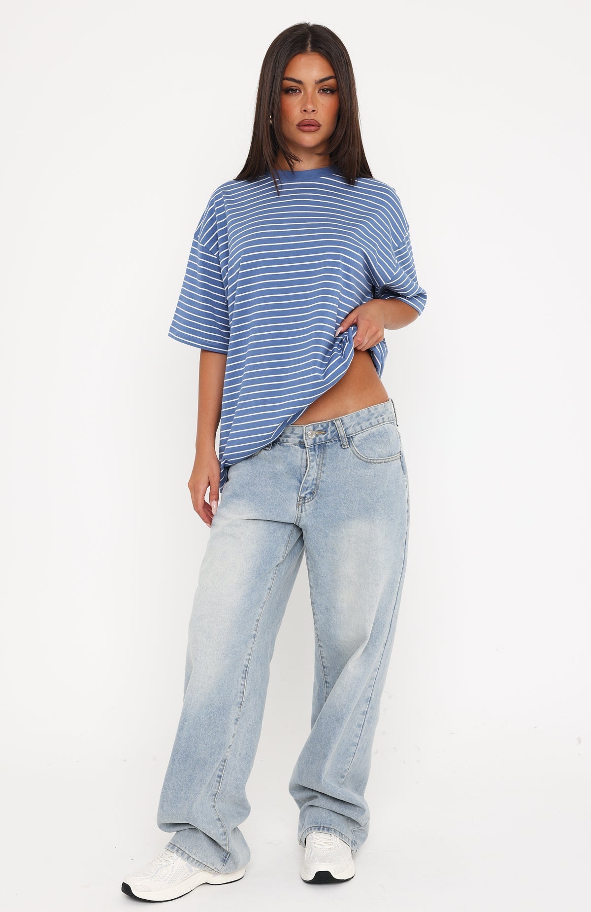 Touchdown Oversized Tee Blue/White Stripe